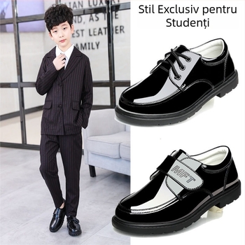 Pantofi pentru copii din PU, stil britanic, talpă din cauciuc, Slip-On, talpă joasă