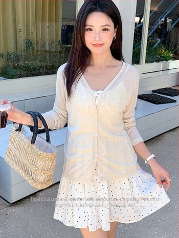 Cardigan Lyocell (Tencel) și poliester pentru femei - croială lejeră, protecție UPF50+, cu nasturi la trei rânduri, primăvara 2025