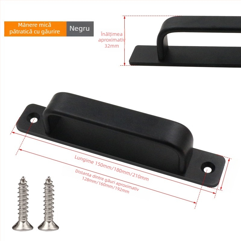 Sukop 41144 mâner pentru ușă glisantă, din aliaj de aluminiu, finisaj mat, fixare cu adeziv fără găuri, potrivit pentru uși din lemn și uși de sticlă pentru bucătărie