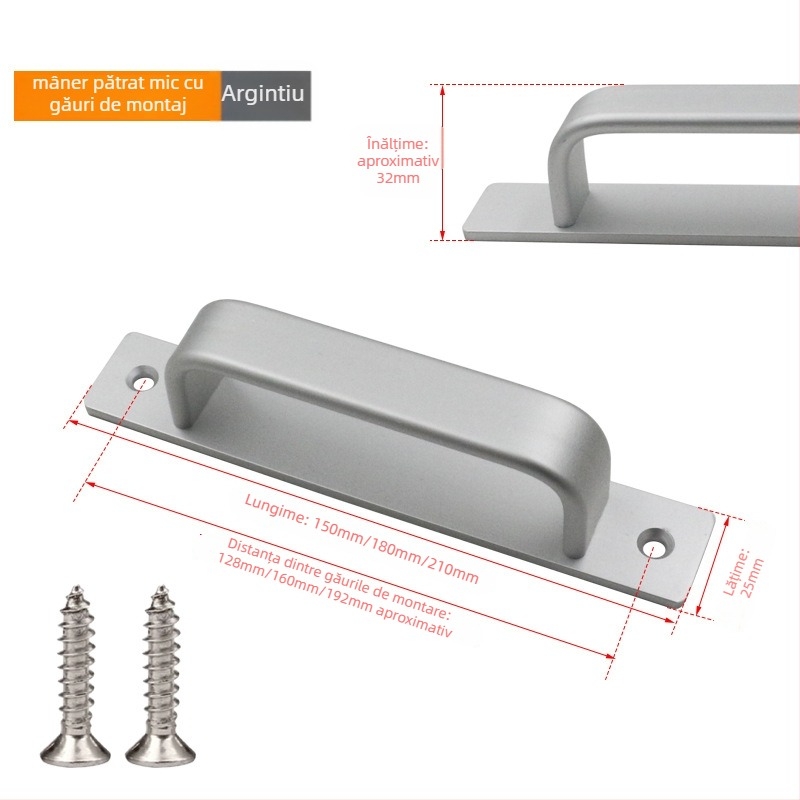 Sukop 41144 mâner pentru ușă glisantă, din aliaj de aluminiu, finisaj mat, fixare cu adeziv fără găuri, potrivit pentru uși din lemn și uși de sticlă pentru bucătărie
