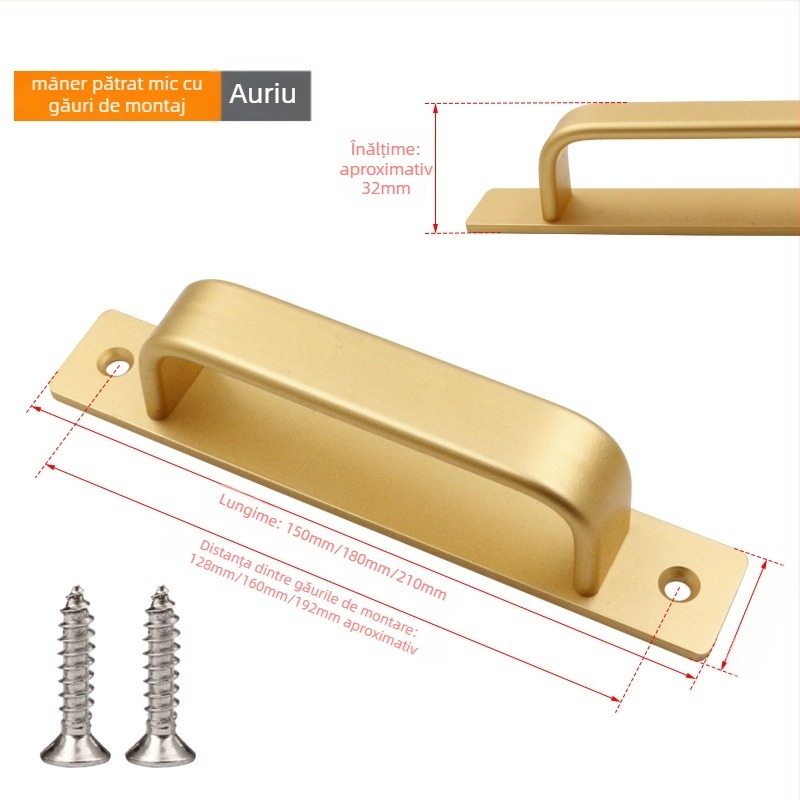 Sukop 41144 mâner pentru ușă glisantă, din aliaj de aluminiu, finisaj mat, fixare cu adeziv fără găuri, potrivit pentru uși din lemn și uși de sticlă pentru bucătărie