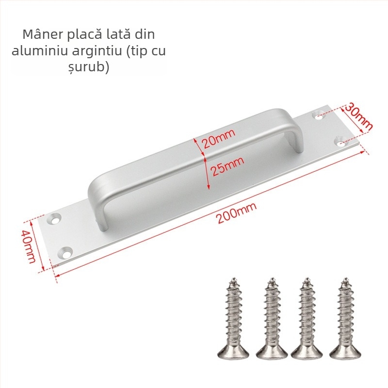 Sukop 41144 mâner pentru ușă glisantă, din aliaj de aluminiu, finisaj mat, fixare cu adeziv fără găuri, potrivit pentru uși din lemn și uși de sticlă pentru bucătărie