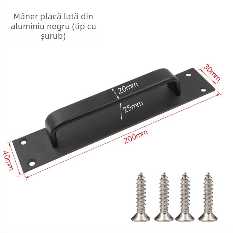 Sukop 41144 mâner pentru ușă glisantă, din aliaj de aluminiu, finisaj mat, fixare cu adeziv fără găuri, potrivit pentru uși din lemn și uși de sticlă pentru bucătărie