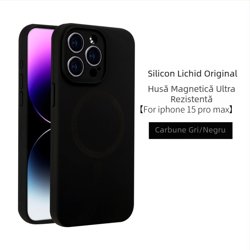 Husă pentru iPhone 16PNAX din silicon lichid, acoperire completă a obiectivului camerei, închidere magnetică