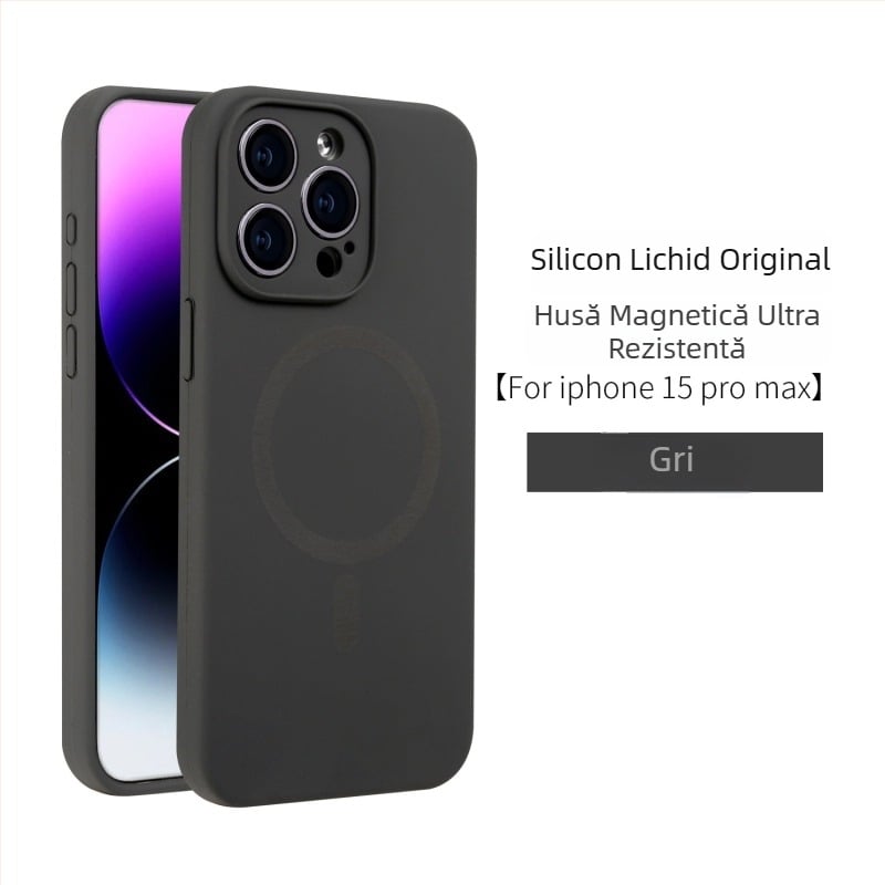 Husă pentru iPhone 16PNAX din silicon lichid, acoperire completă a obiectivului camerei, închidere magnetică