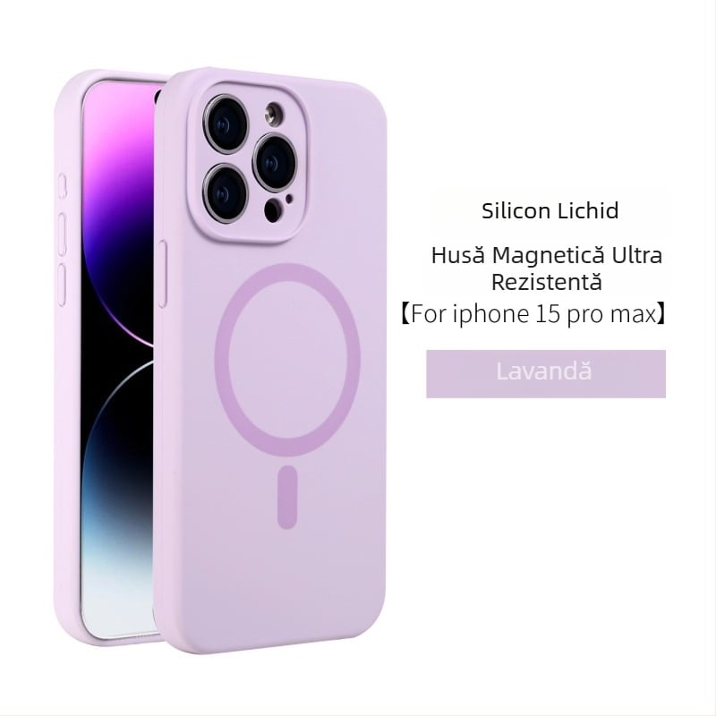 Husă pentru iPhone 16PNAX din silicon lichid, acoperire completă a obiectivului camerei, închidere magnetică