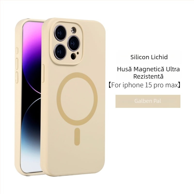 Husă pentru iPhone 16PNAX din silicon lichid, acoperire completă a obiectivului camerei, închidere magnetică