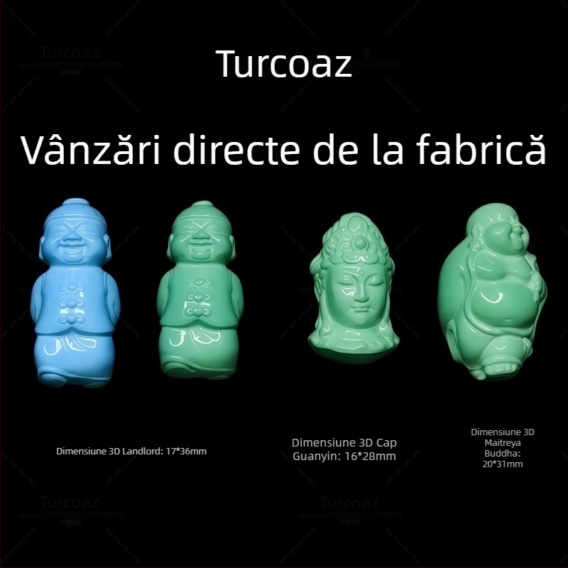 Pandant din magnezit cu gravură Guanyin, Buddha Maitreya și Pixiu; talisman; formă: mărgele în formă de măr / mărgele de tip vechi; prelucrare: gravare și polisare; Origine: Shanwei; Stil: lux ușor