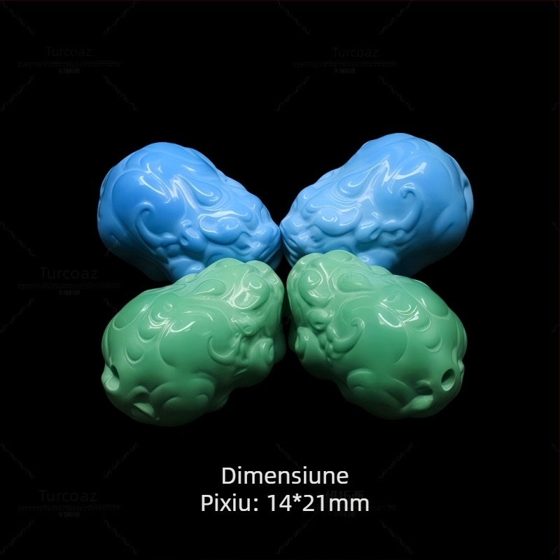 Pandant din magnezit cu gravură Guanyin, Buddha Maitreya și Pixiu; talisman; formă: mărgele în formă de măr / mărgele de tip vechi; prelucrare: gravare și polisare; Origine: Shanwei; Stil: lux ușor