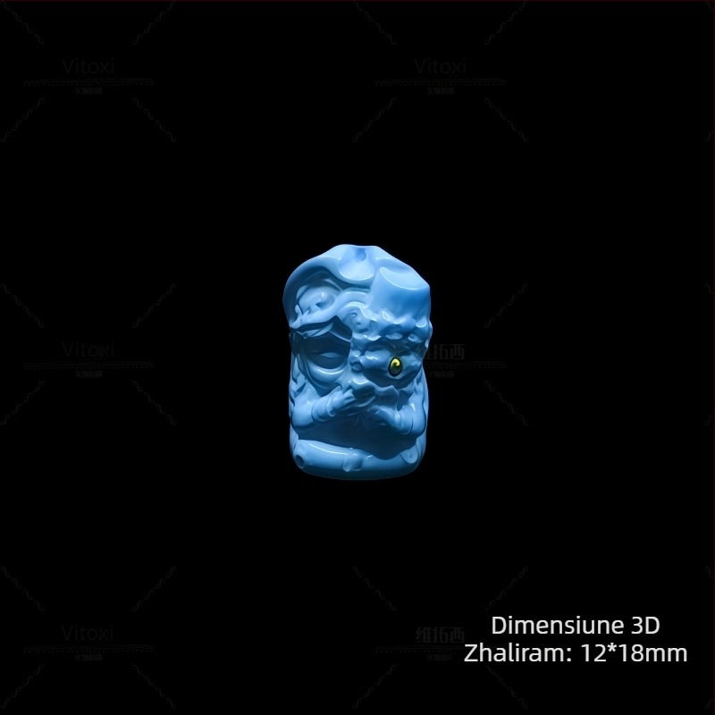 Pandant din magnezit cu gravură Guanyin, Buddha Maitreya și Pixiu; talisman; formă: mărgele în formă de măr / mărgele de tip vechi; prelucrare: gravare și polisare; Origine: Shanwei; Stil: lux ușor