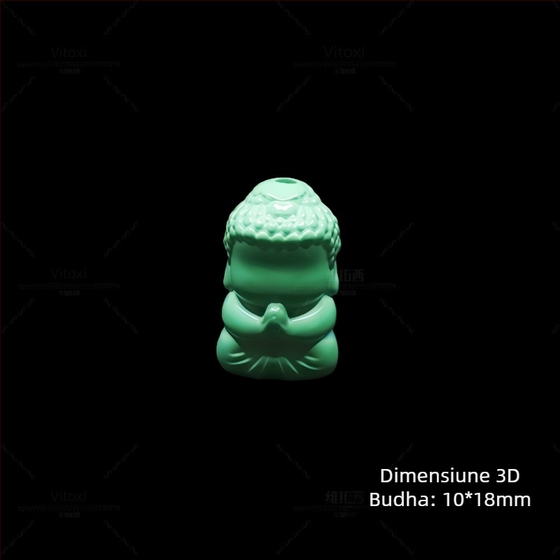 Pandant din magnezit cu gravură Guanyin, Buddha Maitreya și Pixiu; talisman; formă: mărgele în formă de măr / mărgele de tip vechi; prelucrare: gravare și polisare; Origine: Shanwei; Stil: lux ușor