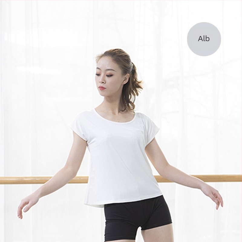 Top de dans modern, mâneci scurte, pentru femei adulte, material rayon-modal cu căptușeală, pentru scenă și balet