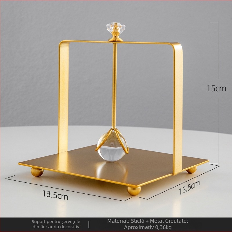 Suport pentru șervețele, din fier, pătrat, finisaj electroplacat, marcă Yiheng, stil creativ