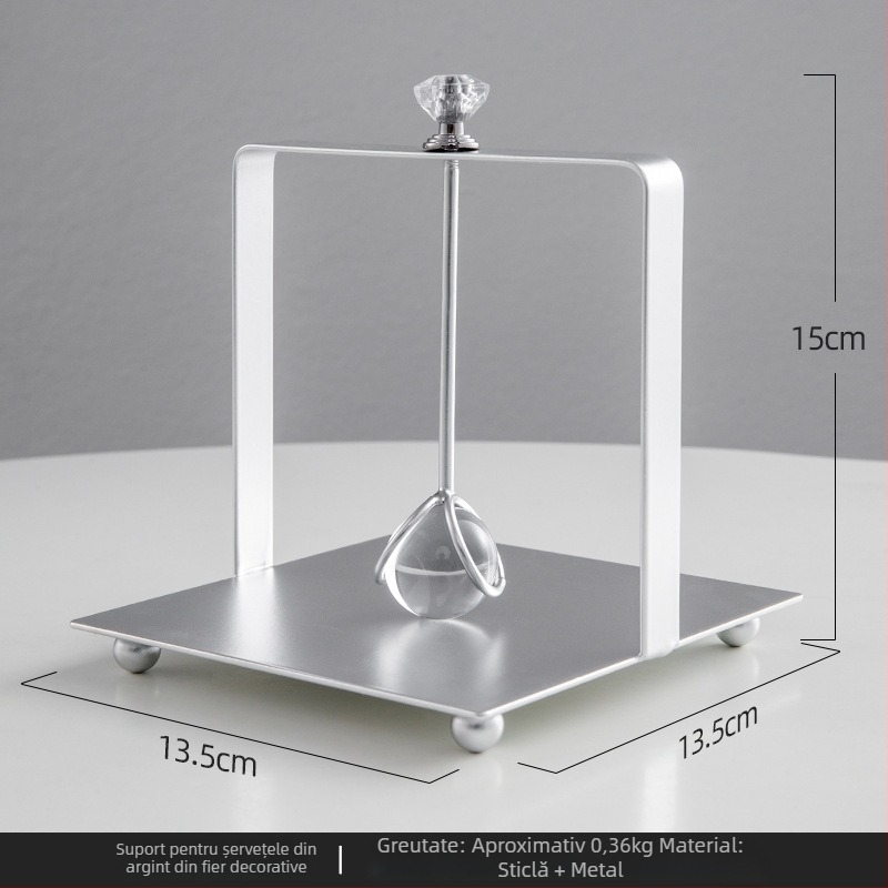 Suport pentru șervețele, din fier, pătrat, finisaj electroplacat, marcă Yiheng, stil creativ