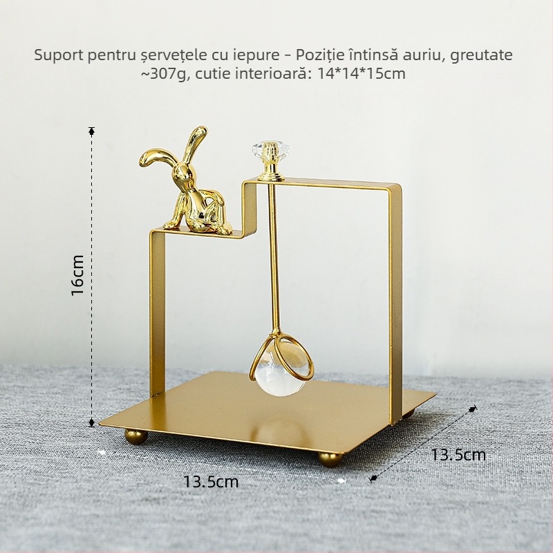 Suport pentru șervețele, din fier, pătrat, finisaj electroplacat, marcă Yiheng, stil creativ