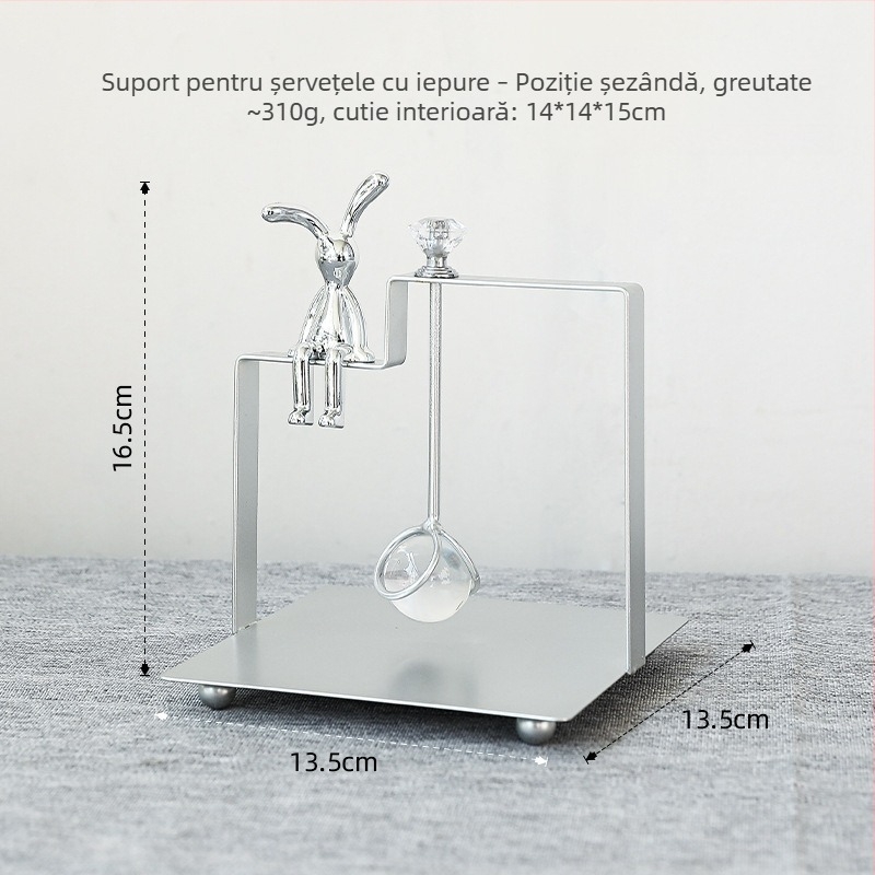 Suport pentru șervețele, din fier, pătrat, finisaj electroplacat, marcă Yiheng, stil creativ