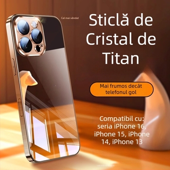 Carcasă pentru telefon cu oglindă din sticlă – finisaj electroplatinat, oglindă de machiaj, folie pentru obiectiv, disipare a căldurii, rezistentă la cădere, rezistentă la amprente