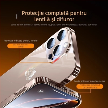 Carcasă pentru telefon cu oglindă din sticlă – finisaj electroplatinat, oglindă de machiaj, folie pentru obiectiv, disipare a căldurii, rezistentă la cădere, rezistentă la amprente