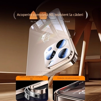 Carcasă pentru telefon cu oglindă din sticlă – finisaj electroplatinat, oglindă de machiaj, folie pentru obiectiv, disipare a căldurii, rezistentă la cădere, rezistentă la amprente