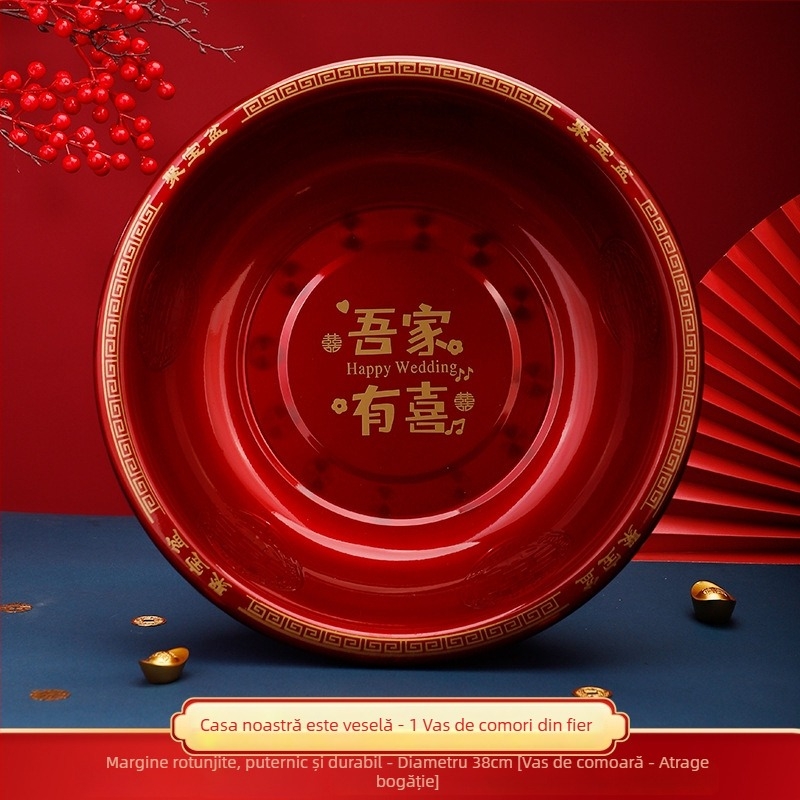 Set de bazine din fier pentru nuntă – pereche pentru zestre și decor, model text, agățare cu bandă adezivă, ambalare standard