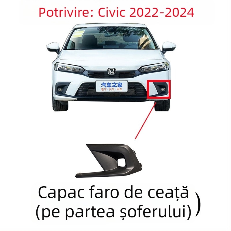 Grilă de radiator cu plasă hexagonală pentru Honda Civic 11-a generație, construcție metalică, compatibilă cu transmisie MT, potrivire originală din fabrică