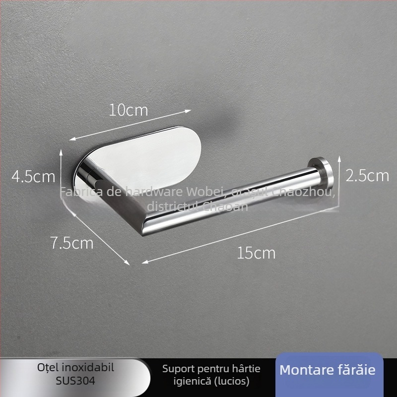 Holder pentru hârtie igienică din oțel inoxidabil, rotund, finisaj lucios, stil modern minimalist, pentru baie
