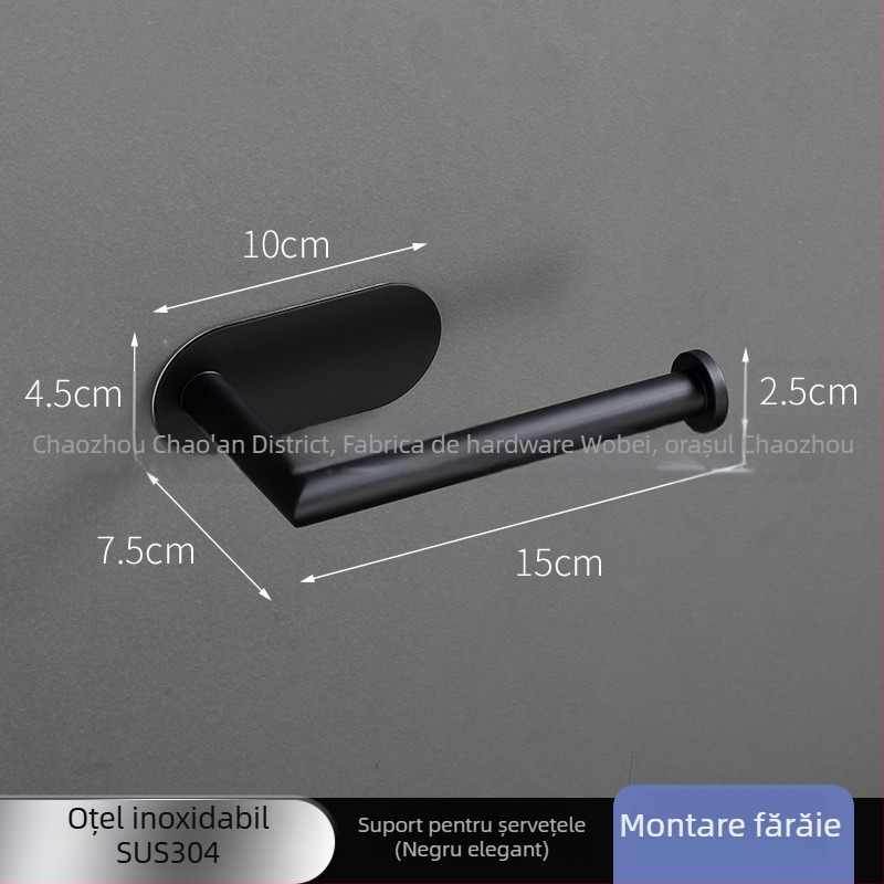 Holder pentru hârtie igienică din oțel inoxidabil, rotund, finisaj lucios, stil modern minimalist, pentru baie