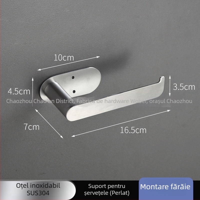Holder pentru hârtie igienică din oțel inoxidabil, rotund, finisaj lucios, stil modern minimalist, pentru baie