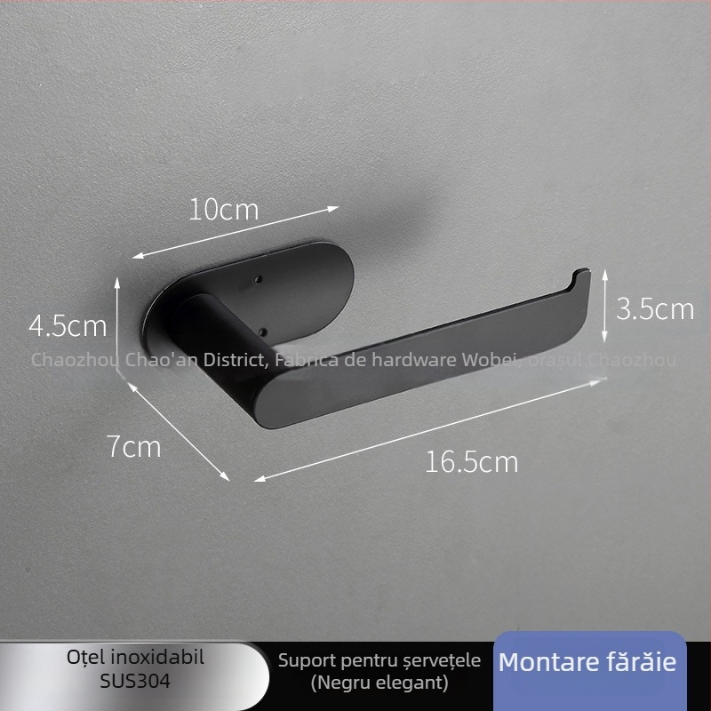 Holder pentru hârtie igienică din oțel inoxidabil, rotund, finisaj lucios, stil modern minimalist, pentru baie