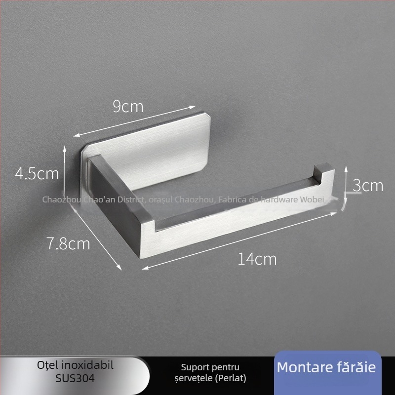Holder pentru hârtie igienică din oțel inoxidabil, rotund, finisaj lucios, stil modern minimalist, pentru baie