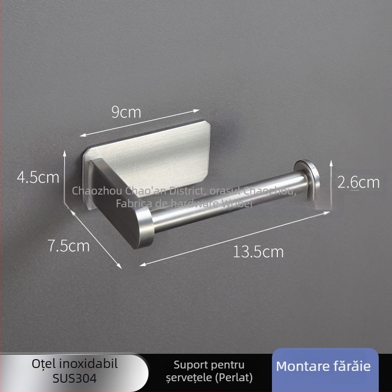 Holder pentru hârtie igienică din oțel inoxidabil, rotund, finisaj lucios, stil modern minimalist, pentru baie