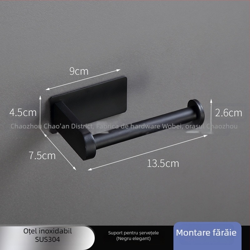 Holder pentru hârtie igienică din oțel inoxidabil, rotund, finisaj lucios, stil modern minimalist, pentru baie