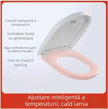 Șezut de toaletă cu încălzire prin termostat, design mare în formă U, încălzire electrică cu temperatură constantă, material PP, distanță reglabilă a găurilor de montaj 12–17 cm