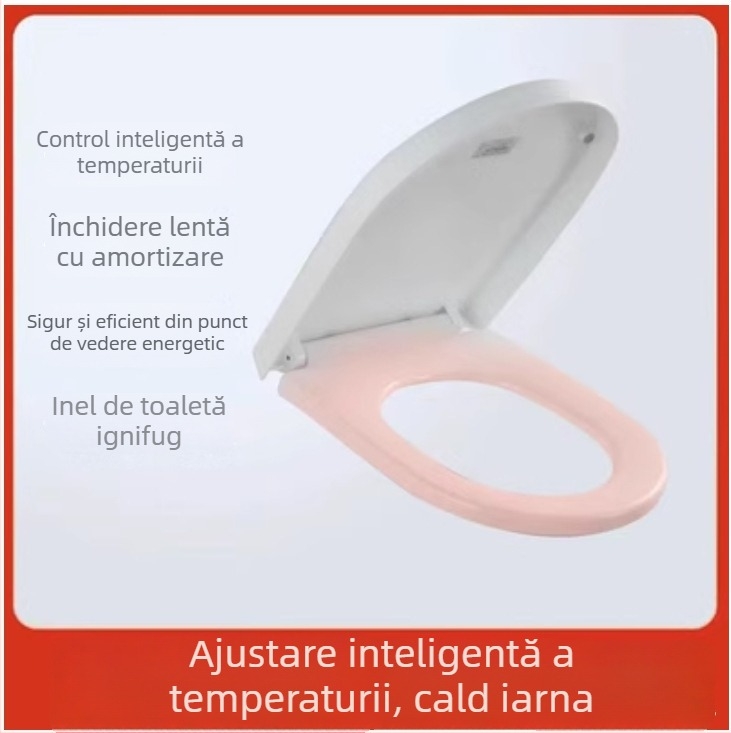 Șezut de toaletă cu încălzire prin termostat, design mare în formă U, încălzire electrică cu temperatură constantă, material PP, distanță reglabilă a găurilor de montaj 12–17 cm