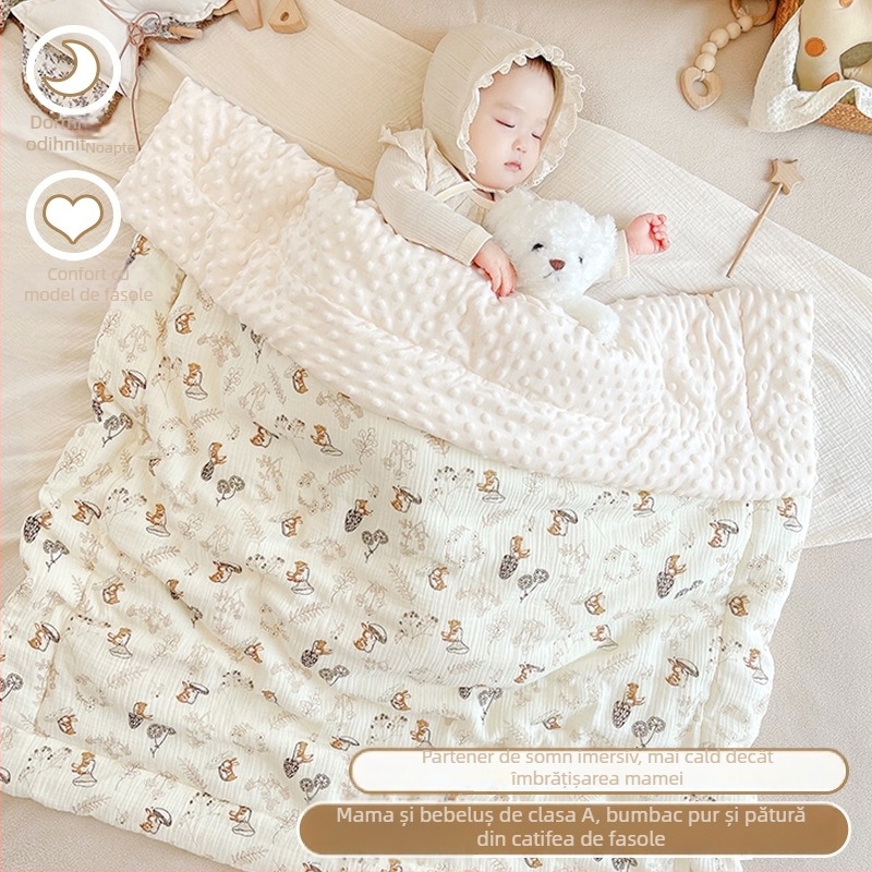 Cuvertură pentru bebeluși, patru anotimpuri – acoperire toamnă-iarnă, umplutură din fire de mătase, țesătură 100% bumbac, potrivită pentru copii până la 10 ani