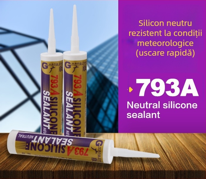 793-A Adeziv siliconic pentru sticlă, uscare rapidă, silicon neutru, sigilant adeziv dur, transparent