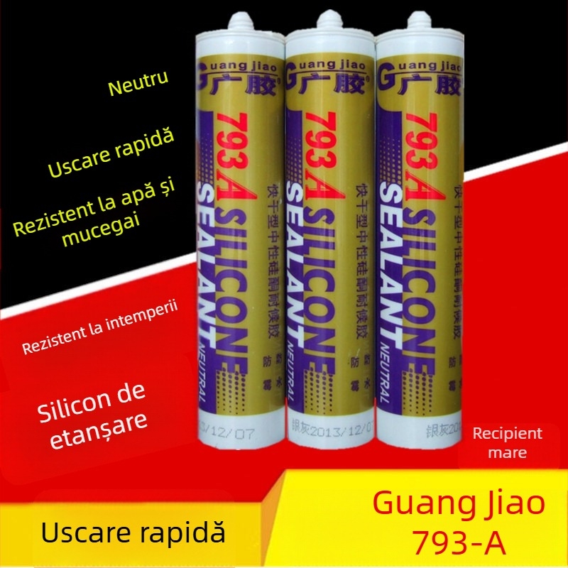 793-A Adeziv siliconic pentru sticlă, uscare rapidă, silicon neutru, sigilant adeziv dur, transparent