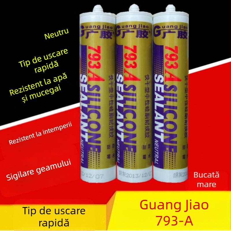 793-A Adeziv siliconic pentru sticlă, uscare rapidă, silicon neutru, sigilant adeziv dur, transparent