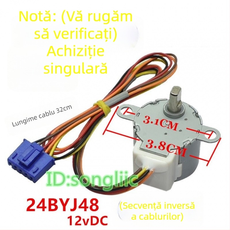 24BYJ48 Motor pas cu pas pentru ventilul de flux al apei la capacul de toaletă/bideu, 12V