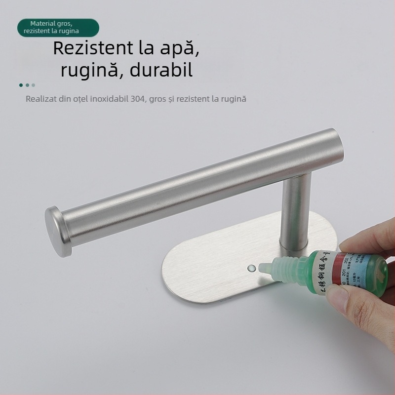 Yong qi suport de hârtie igienică din oțel inoxidabil - montaj pe perete fără găuri, formă pătrată, finisaj șlefuit, vopsire prin pulverizare, stil modern minimalist