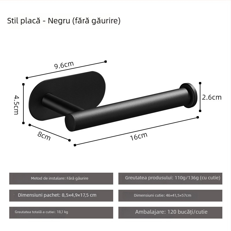 Yong qi suport de hârtie igienică din oțel inoxidabil - montaj pe perete fără găuri, formă pătrată, finisaj șlefuit, vopsire prin pulverizare, stil modern minimalist