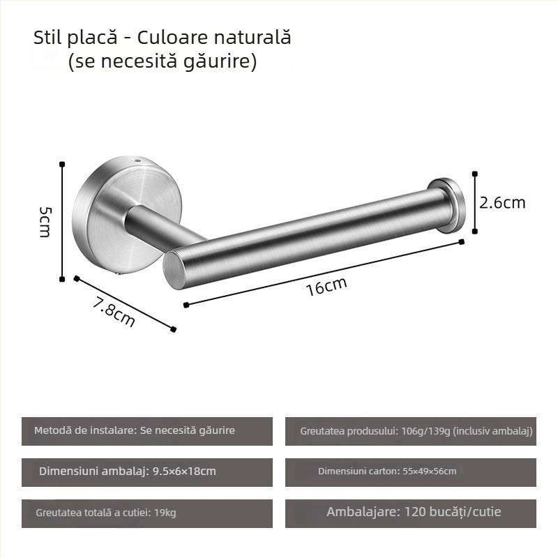 Yong qi suport de hârtie igienică din oțel inoxidabil - montaj pe perete fără găuri, formă pătrată, finisaj șlefuit, vopsire prin pulverizare, stil modern minimalist