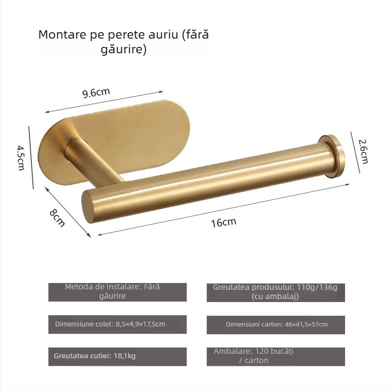 Yong qi suport de hârtie igienică din oțel inoxidabil - montaj pe perete fără găuri, formă pătrată, finisaj șlefuit, vopsire prin pulverizare, stil modern minimalist