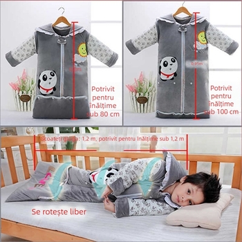 Sac de dormit pentru copii, toamnă/iarnă, bumbac, stil desen animat, protecție anti-kick