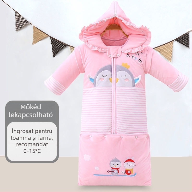 Sac de dormit pentru copii, toamnă/iarnă, bumbac, stil desen animat, protecție anti-kick