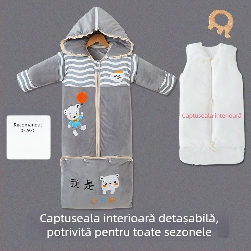 Sac de dormit pentru copii, toamnă/iarnă, bumbac, stil desen animat, protecție anti-kick