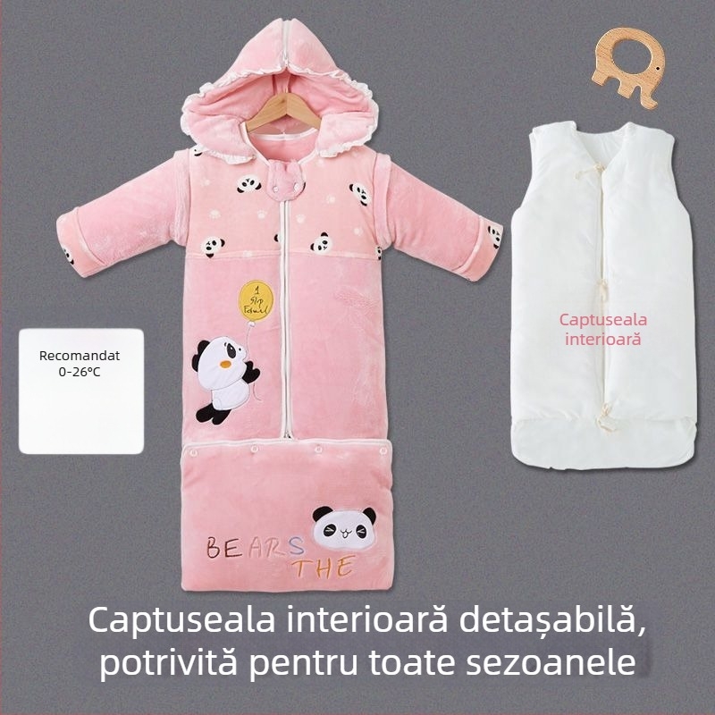 Sac de dormit pentru copii, toamnă/iarnă, bumbac, stil desen animat, protecție anti-kick