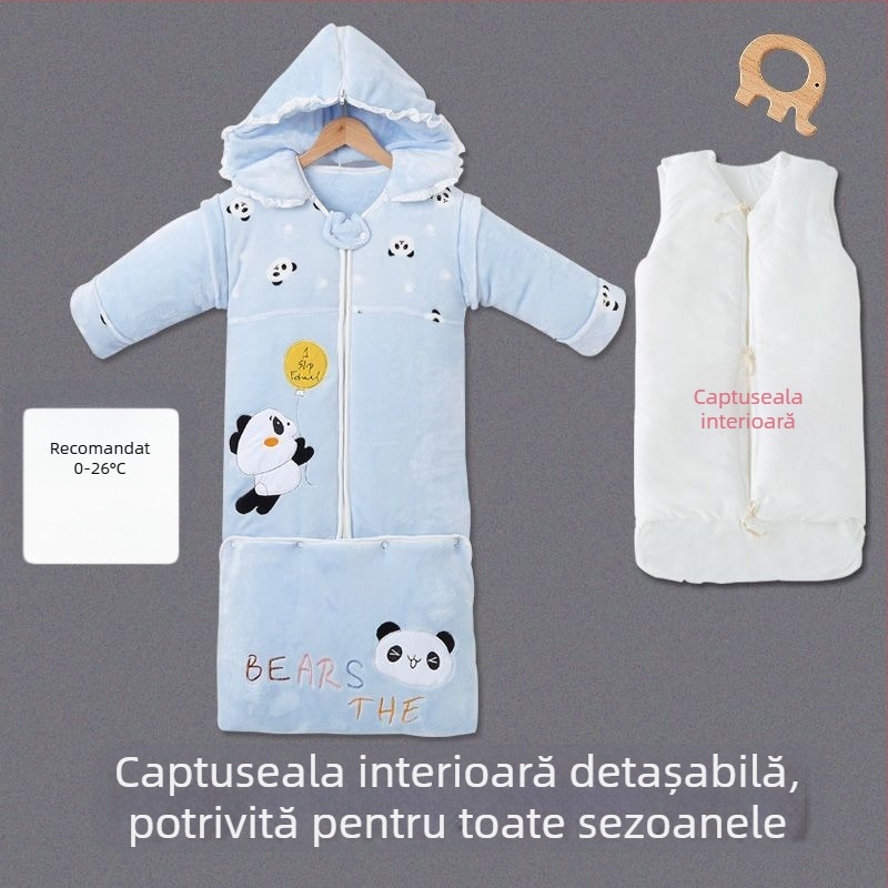 Sac de dormit pentru copii, toamnă/iarnă, bumbac, stil desen animat, protecție anti-kick