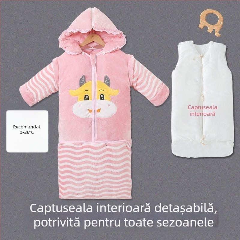 Sac de dormit pentru copii, toamnă/iarnă, bumbac, stil desen animat, protecție anti-kick