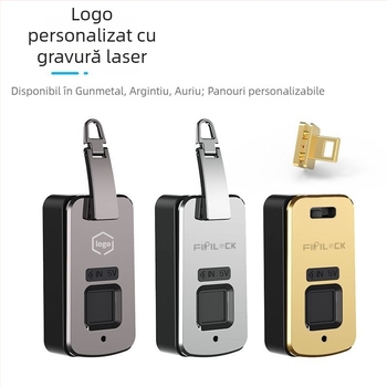 Lacăt inteligent pentru bagaje cu amprentă digitală, model B6S; 10 grupuri de amprente; scanare <0.5 s; rată de recunoaștere falsă <0.002%; potrivire amprentă ≤1 s